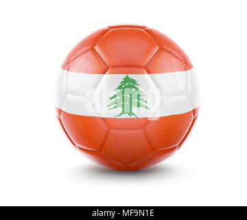 High qualitiy rendering of a soccer ball with the flag of Lebanon.(series) Stock Photo