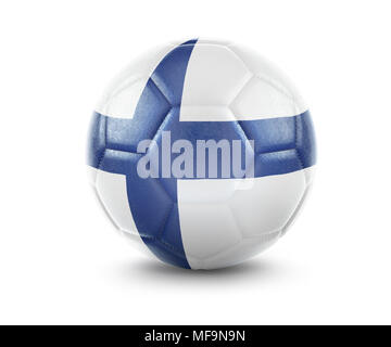 High qualitiy rendering of a soccer ball with the flag of Finland.(series) Stock Photo