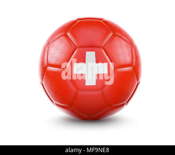 High qualitiy rendering of a soccer ball with the flag of Switzerland.(series) Stock Photo