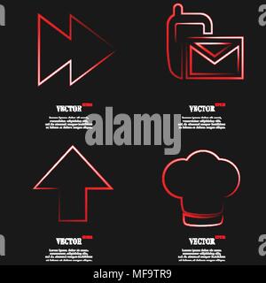 Set of fashionable red icons, trending symbols. Flat design for your ...