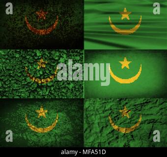 Flag of Mauritania with old texture. Vector illustration Stock Vector