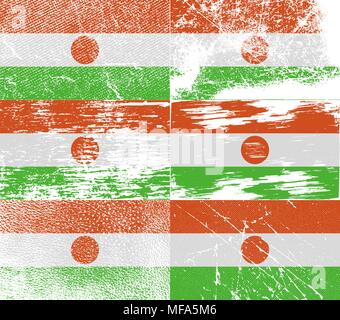 Flag of Niger with old texture. Vector illustration Stock Vector