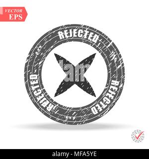 Grunge black rejected round rubber seal stamp on white background eps 10 Stock Vector