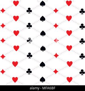 Playing cards with four aces seamless pattern isolated on white ...