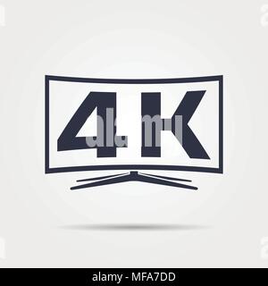 4k curved screen smart tv icon. Eps10 vector illustration. Stock Vector