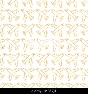 Seamless pattern with airplanes. Vector illustration Stock Vector