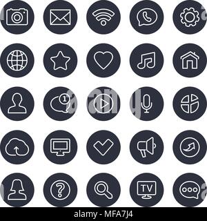 Thin lines web icons - Contact and communication. Vector illustration. Stock Vector