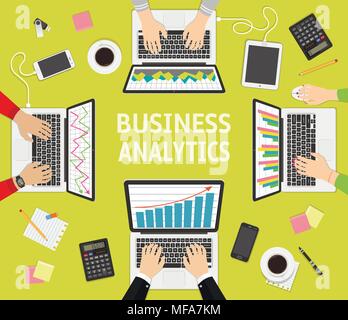 Flat design illustration concepts for business analysis and planning, team work and brainstorming Stock Vector