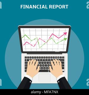 Financial report concept. Flat style vector. Stock Vector