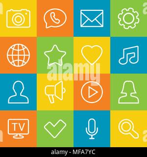 Thin lines web icons set - Contact and communication. Vector illustration. Stock Vector