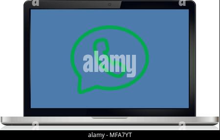 Laptop screen with instant messenger sign. Vector illustration. Stock Vector