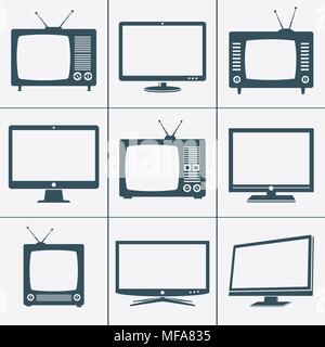 Modern and Retro TV icons. Vector illustration. Stock Vector
