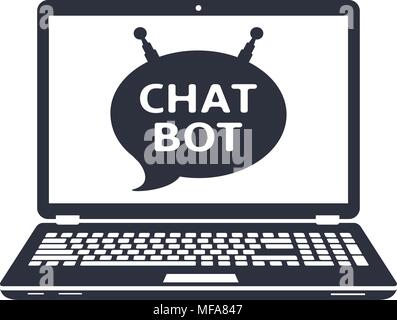 Laptop with chat bot icon. Vector EPS10. Stock Vector