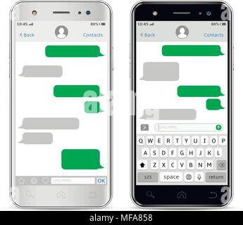 Mobile phones. Social network concept. Messenger windows. Chating and messaging concept. Vector illustration. Stock Vector
