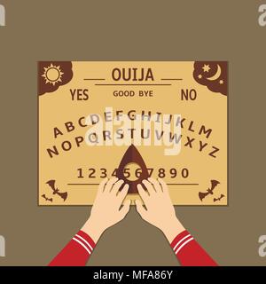 Ouija board flat design illustration. Vector EPS10. Stock Vector