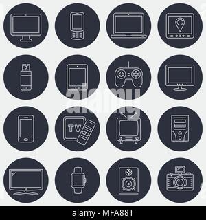 Set of thin line devices icons for mobile apps and web design. Vector illustration. Stock Vector