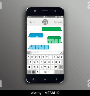 Mobile phone. Messenger window. Chating and messaging concept. Vector illustration Stock Vector