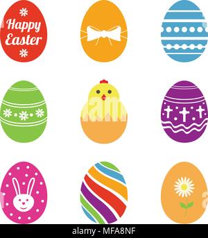 Easter eggs icons. Vector illustration. Easter eggs for Easter holidays design on white background Stock Vector