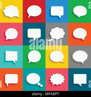 Abstract white speech bubbles icons. Vector illustration. Stock Vector