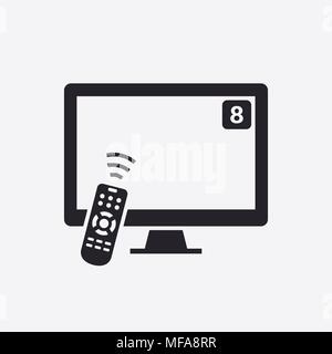 Smart TV with remote control icon. Vector illustration. Stock Vector
