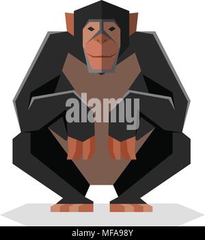 Flat geometric Chimpanzee Stock Vector