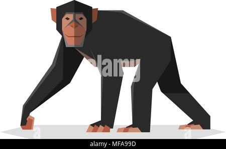 Flat geometric Chimpanzee Stock Vector