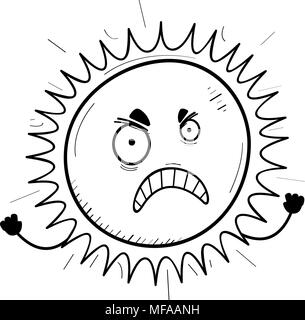 A cartoon illustration of the sun looking angry. Stock Vector