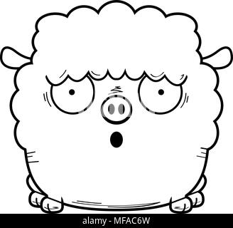 A cartoon illustration of a lamb looking surprised. Stock Vector