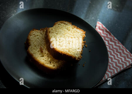 Lemon cake served in the patisserie. Stock Photo