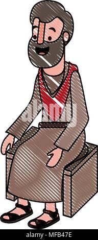 apostle of Jesus sitting on wooden chair Stock Vector