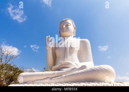 Abhaya Mudra Buddha with Lotus Flower, Green and Blue