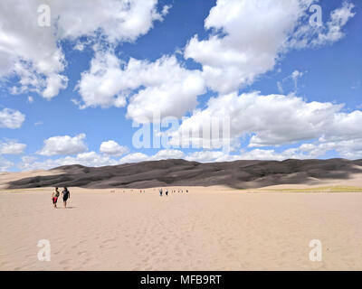 The Great Sand Dunes National Park lies in the San Luis Valley of Colorado along the western slopes of the Sangre de Cristo Mountains.  The park is ho Stock Photo