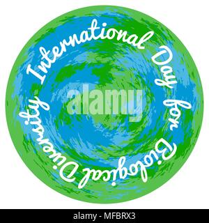 International Day for Biological Diversity. The concept of ecological holiday. Planet Earth on a white background. Event name Stock Vector
