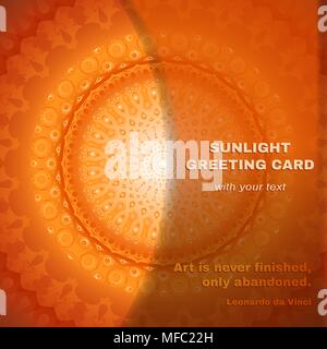 ector greeting card with round pattern Orange card Stock Vector