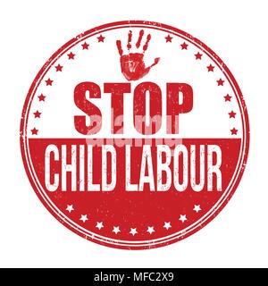 Stop child labour grunge rubber stamp on white background, vector illustration Stock Vector