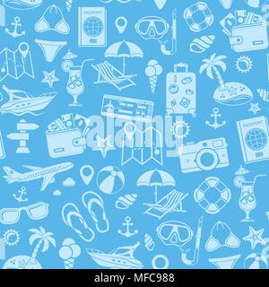 Vacation and Tourism Seamless Pattern Stock Vector