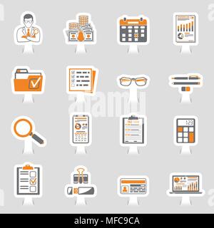Auditing, Tax, Accounting Sticker Icons Set Stock Vector
