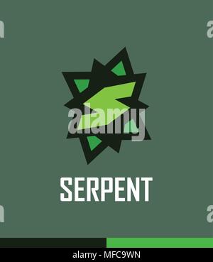 Serpent - Vector Logotype for Sport Shop in Green color and style caption Stock Vector