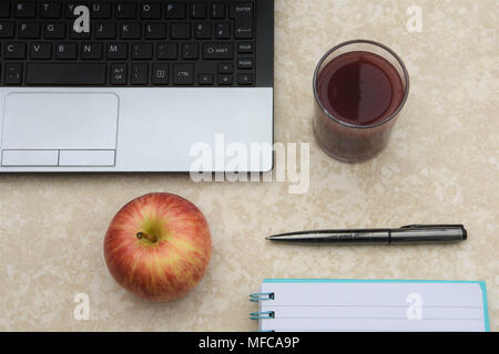 flat lay of a working breakfast Stock Photo