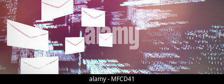 Composite image of graphic of envelopes on white background Stock Photo