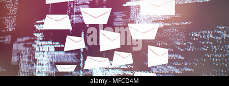 Composite image of graphic of envelopes on white background Stock Photo