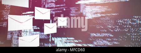 Composite image of graphic of envelopes on white background Stock Photo