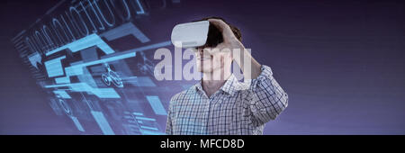 Composite image of smiling businessman working with vr Stock Photo