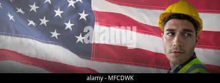 Composite image of close-up of construction worker Stock Photo