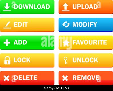 Set of modern icon for site, file manager, Collection Stock Vector