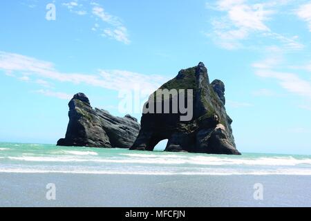 Wharariki Beach, Top of the South Island, New Zealand Stock Photo