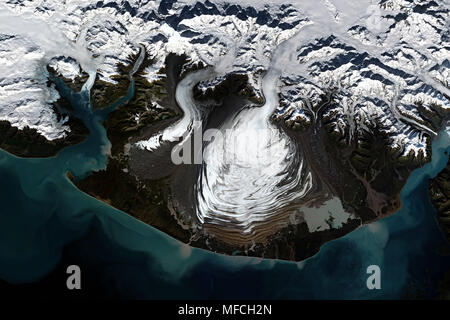 Malaspina Glacier in Alaska seen from space - contains modified Copernicus Sentinel data from ESA Stock Photo
