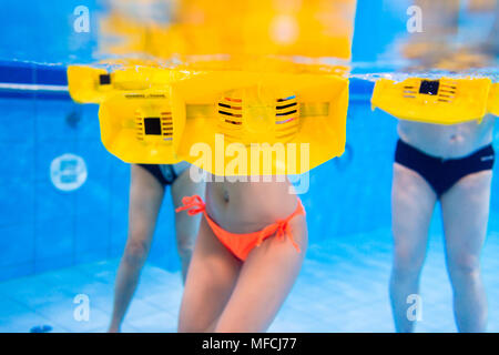 Group in water physical therapy training Stock Photo