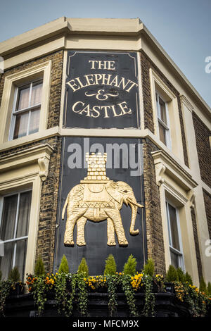 The exterior of The Elephant and Castle public house on Holland Street, Kensington, London, W8, UK Stock Photo