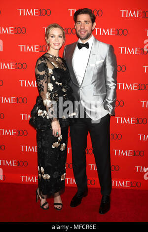 Emily Blunt and John Krasinski attend the 2018 Time 100 Gala at Jazz at Lincoln Center in New York. Stock Photo